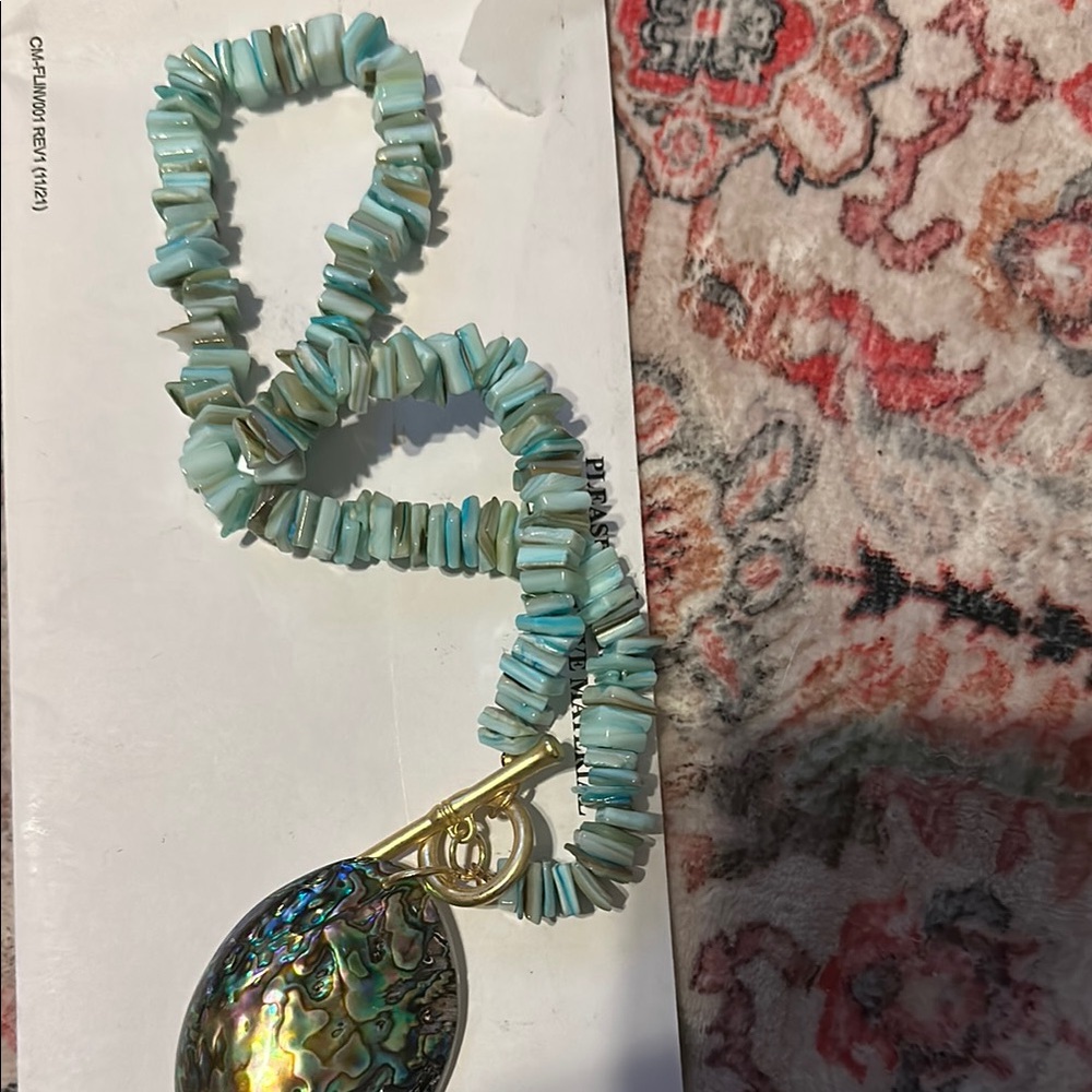 Charming Iridescent Abalone and Gold Necklace